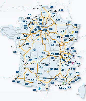 схема платных автодорог Франции